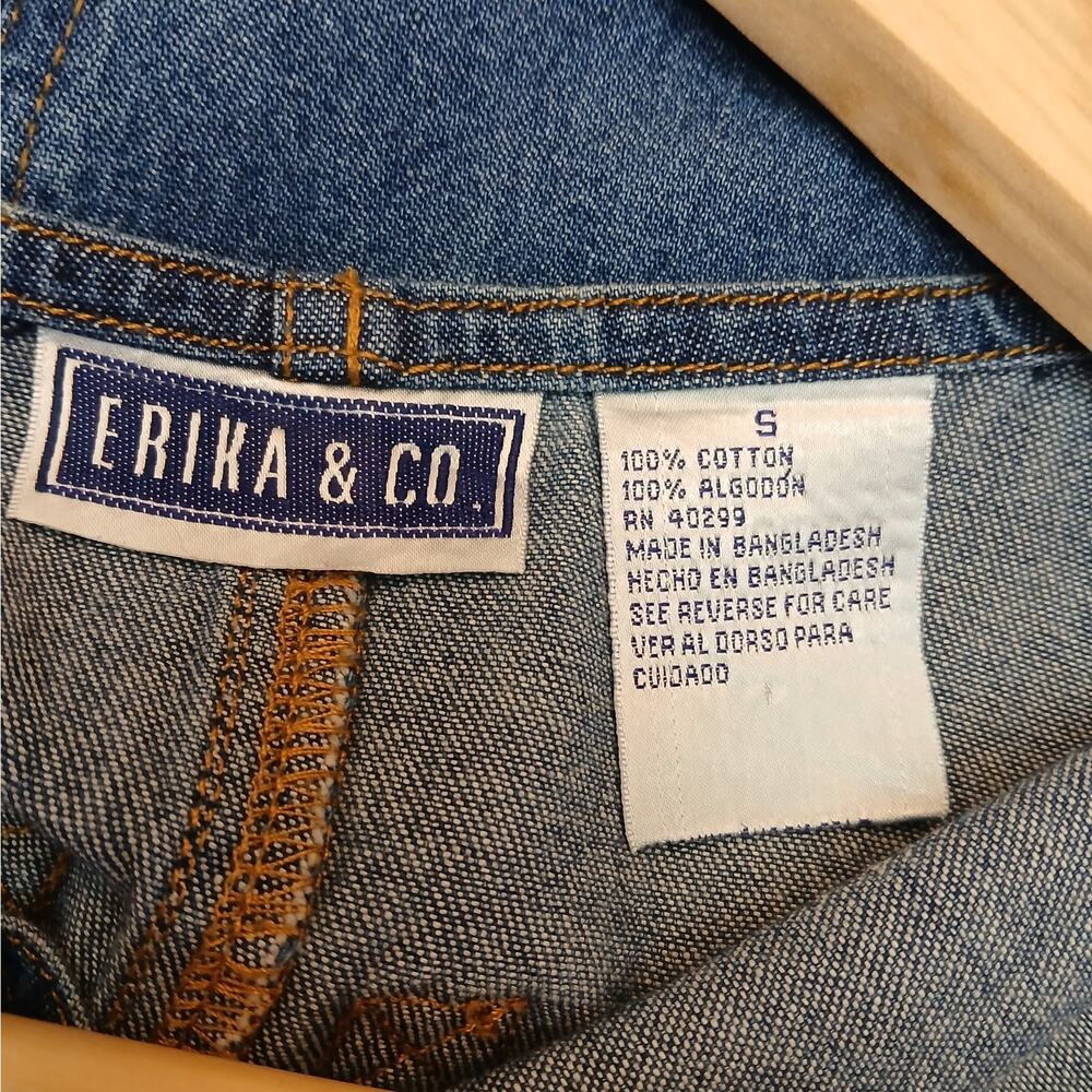 Erika & Co VTG SZ S 100% Cotton V Neck Denim Maxi Tank Dress With Front Pockets - Picture 5 of 6